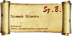 Szamek Bianka névjegykártya